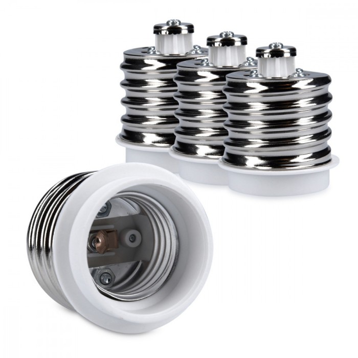 Set 4 Adaptoare dulie de la E40 la E27, Kwmobile, Alb, Plastic, 40403