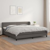 VidaXL Pat cu arcuri, cu saltea, gri, 200x200 cm, piele ecologică