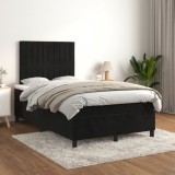 Cumpara ieftin Gossi pat box spring cu saltea, negru, 120x200 cm, catifea