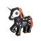 Pinata Petrecere de Halloween, &icirc;n formă de unicorn cu schelet, negru alb, 47,5x40x8 cm
