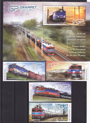 ROMANIA 2019 - 20 ANI GRAMPET GRUP - LOCOMOTIVE , MNH- LP 2236 SERIE + BLOC. foto