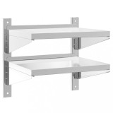Cumpara ieftin Raft de perete 2 niveluri 50x40x48 cm argintiu otel inoxidabil