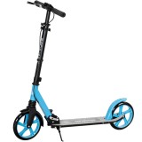 HOMCOM Trotinetă Pliabilă Adulți, Ghidon Reglabil, Aluminiu, Roți 200 mm, Amortizor, Fr&acirc;nă Dublă, 100 kg, Albastră