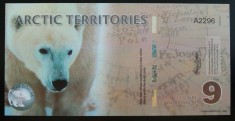 Bancnota - Fantezie 9 DOLARI POLARI - TERITORIILE ARCTICE, ND * Cod 731 = UNC