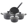 Set 7 piese Zilan, oale, tigaie, capace, aluminiu, interior teflon, manere bachelita, negru