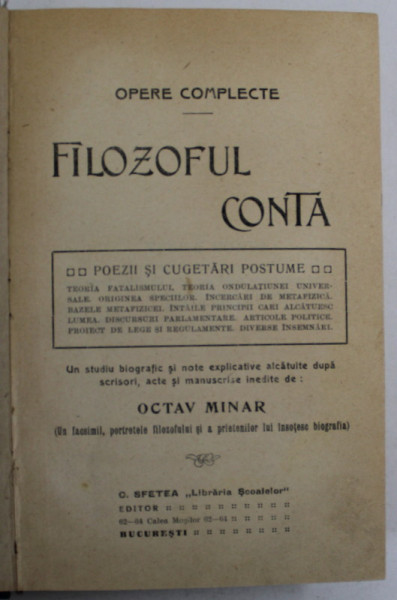 FILOZOFUL CONTA de OCTAV MINAR *PREZINTA SUBLINIERI