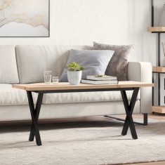 vidaXL Masă de cafea, cadru X, 110x40x45,5 cm, lemn masiv pin și Oţel 3282755