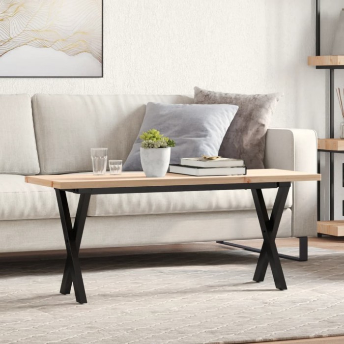 Gossi masa de cafea, cadru x, 110x40x45,5 cm, lemn masiv pin si fonta