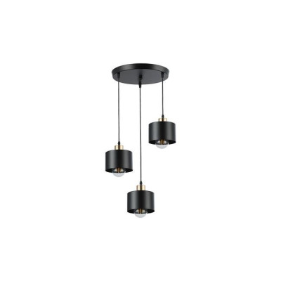 Lustra suspendata LED, 3 pendule, baza 29 cm, cablu 1 m, negru si cupru foto