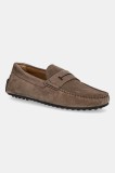 Hackett London mocasini din piele &icirc;ntoarsă DRIVER LOAFER culoarea maro, HMS21485