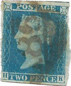 Marea Britanie (8) - Regina Victoria, Two Pence, hartie albastruie, 1841 - uzat