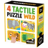 Cumpara ieftin Headu - 4 Puzzleuri tactile animale din salbaticie cu piese mari pentru copiii