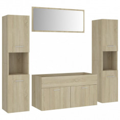 Set mobilier de baie, stejar sonoma, lemn prelucrat