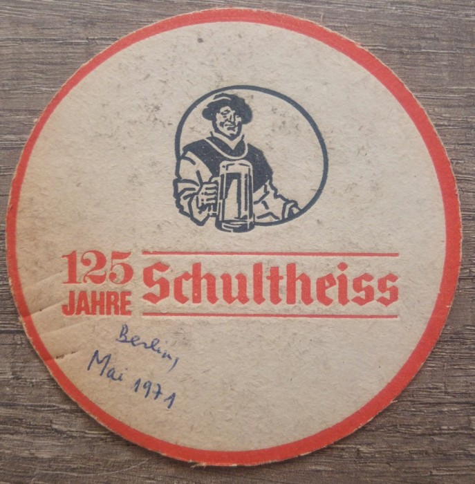 Coaster Schultheiss Bier, 1971