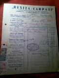 Factura cu Antet Resita-Carpati - Fierarie - Bucuresti 1943 , 4 timbre fiscale