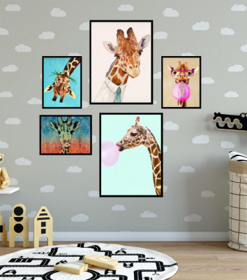 Set 5 tablouri decorative Zebra Fun foto