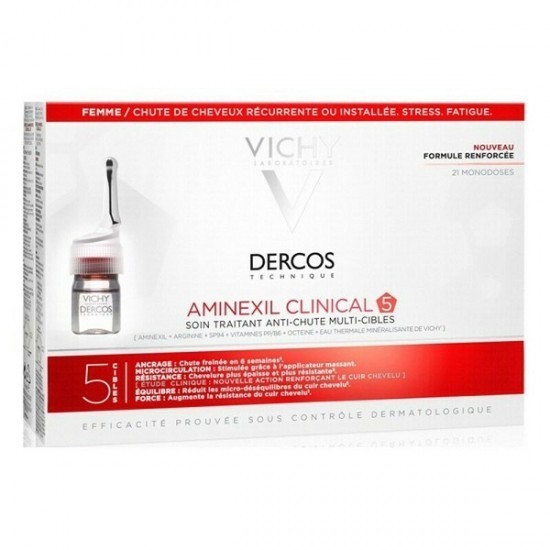 Vichy Dercos Technique Aminexil Clinical 5 Ampule pentru păr pentru căderea părului pentru femei 21x6ml