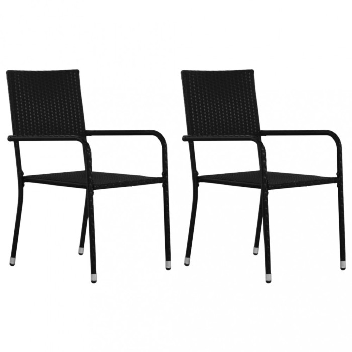 Gossi scaune dining de gradina stivuibile 2 buc. negru poliratan