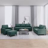 VidaXL Set de canapele cu perne, 4 piese, verde &icirc;nchis, catifea