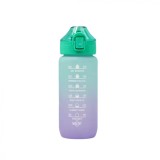 Sticla de apa gradata, 600 ml, Tritan, cu deschidere automata, reutilizabila, Mov, TopBazar