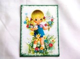 tablou pe panza cu fetita cu flori 36306