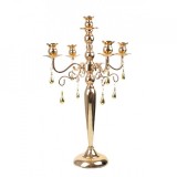 Sfesnic Decorativ Auriu 62cm, Suport Lumanare Metalic Elegant, Decoratiuni Casa