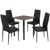 Set masa si scaune de bucatarie, negru, 5 piese