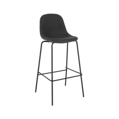 Scaun bar tapiterie textil gri picioare metal negru Mariola 50x55x103 cm