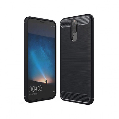 Husa Compatibila cu Huawei Mate 10 Lite Techsuit Carbon Silicone Negru foto