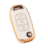 Husa Cheie Briceag Renault Megane 4, Kadjar, Clio, 3 Butoane, Tpu, Alba cu contur gold