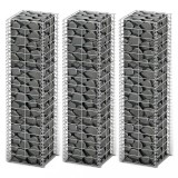 vidaXL Set gabioane, 3 buc, s&acirc;rmă galvanizată, 25 x 25 x 100 cm