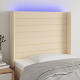VidaXL Tăblie de pat cu LED, crem, 103x16x118/128 cm, textil