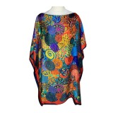 Rochie tip poncho T dama, Dacali, rosu/bleumarin, one size