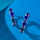 Cumpara ieftin Cercei pe Ureche din Argint 925 , zBlue Ocean Line, , Cu Zirconii Albastre