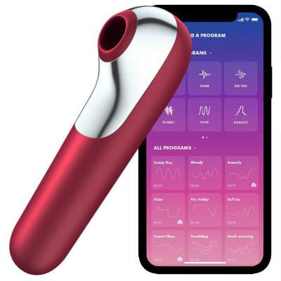 Stimulator Dual Love Satisfyer Silicon Rosu Free APP foto