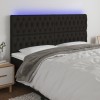 VidaXL Tăblie de pat cu LED, negru, 200x7x118/128 cm, textil