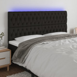 VidaXL Tăblie de pat cu LED, negru, 180x7x118/128 cm, textil