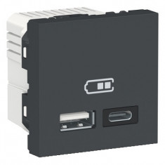 Priza USB tip A + C 2M 2.4A 12W Schneider Noua Unica antracit NU301854