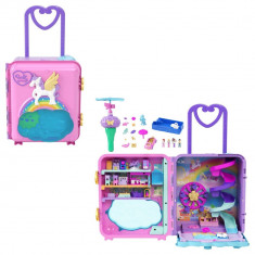 Set de joaca cu 4 mini papusi Polly Pocket in troller, HKV43