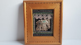 Tablou indian gen goblen, material textil cu un desen cu elefant, rama lemn