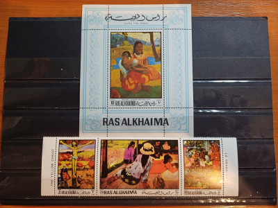 RAS AL KHAIMA 1970-MNH-PICTURI DE GAUGAIN-SERIE +COLITA DT foto