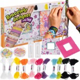 Cumpara ieftin Kit de confectionare bratari, 11 ate colorate, 2 borcane cu margele, 23x12x3 cm - Multicolor, Kruzzel