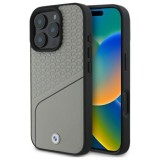 Husa pentru iPhone 16 Pro Max - BMW Signature Leather Textured and Line MagSafe (BMHMP16X23RDCLG) - Grey