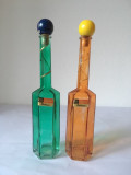 Set 2 sticle vintage decor, portocalie si verde, 10 cl, 21 cm