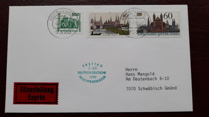 1990-plic circ.D Post DDR-D BUNDESPOST-D BUNDESPOST BERLIN Expres-RAR