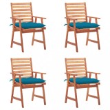 vidaXL Scaune de exterior cu perne, 4 buc., lemn masiv de acacia 3078339