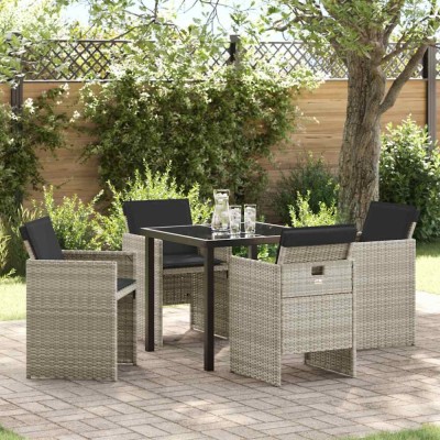 vidaXL Set de masă pentru grădină 5 pcs Gri deschis poliratan 3380609 foto