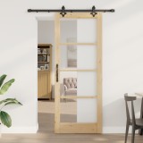 Ușă glisantă vidaXL cu set de accesorii - 83x211 cm - Lemn masiv de pin, Ușă interioară vidaXL cu sticlă &#039;ORKDAL&#039; - 83x211x4 cm - Lemn masiv de pin