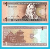 Lituania (pick 53) 1 Litas 1994 UNC; Julija Beniu&scaron;evičiūtė-Žymantienė
