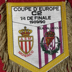 Fanion meci fotbal AS MONACO - REAL VALLADOLID (sferturi Cupa Cupelor `89/`90)